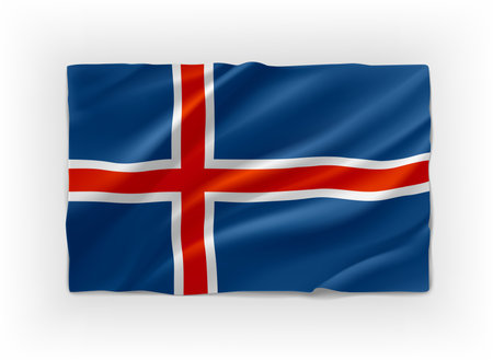 Red, White and blue flag of Iceland. 3d vector object isolated on whiteのイラスト素材