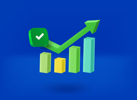 Success business concept with checkmark pictogram. 3d vector illustration