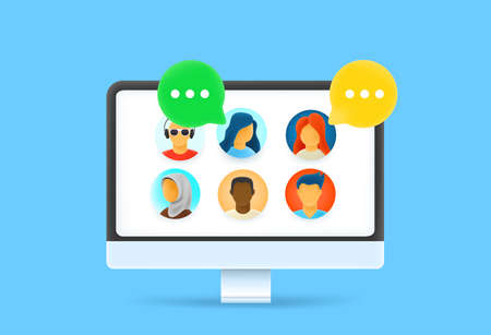 Making conference via internet connectionのイラスト素材