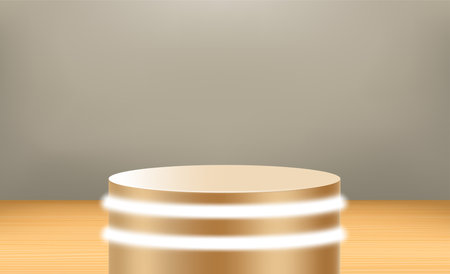 Illuminated studio with podium. 3d vector illustrationのイラスト素材