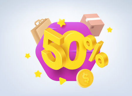 50 percent sale concept. 3d vector illustrationのイラスト素材