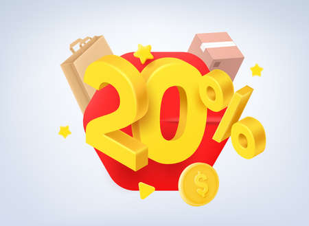 20 percent sale concept. 3d vector illustrationのイラスト素材