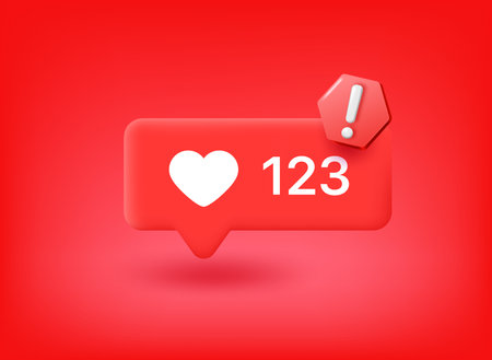 Number of subscribers icon with exclamation point pictogram. vector 3d illustration