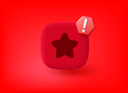 Rating star icon with exclamation point pictogram. vector 3d illustrationのイラスト素材