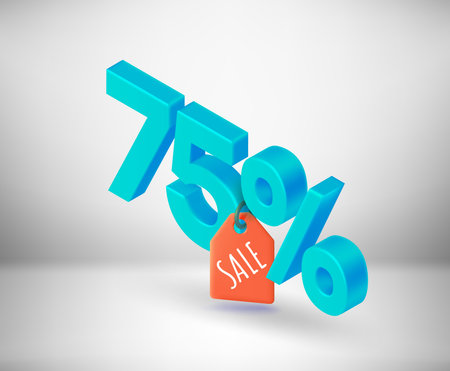 75 percent season discount concept. Vector 3d isometric labelのイラスト素材