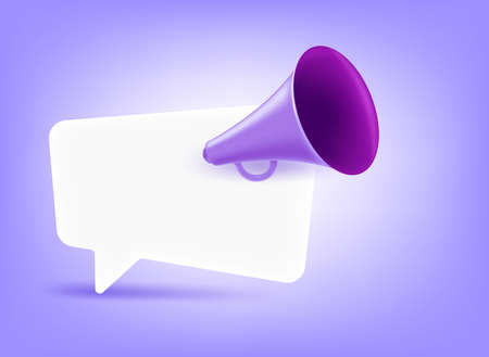 Loudspeaker with chat cloud. 3d vector illustrationのイラスト素材
