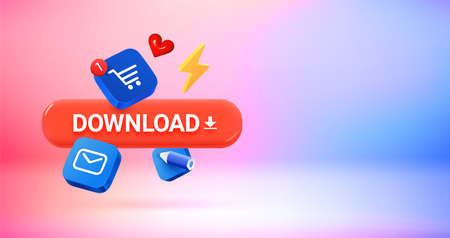 Download new applications concept. Vector 3d banner with copy spaceのイラスト素材