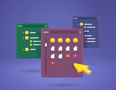 Searching a file in a folder. 3d vector concept
