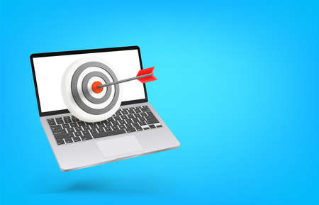 Great business using modern laptop concept. Vector banner with copy spaceのイラスト素材