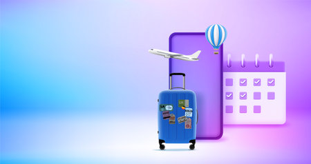 Planning season vacation concept. Vector 3d banner with copy spaceのイラスト素材