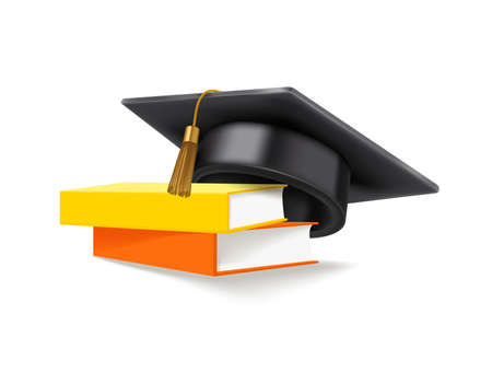 Color books with grey cap. 3d vector icon isolated on white backgroundのイラスト素材
