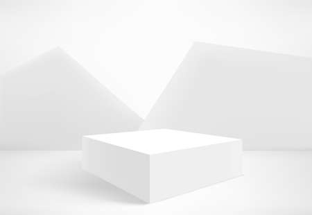 White interior with empty podium. 3d vector showcaseのイラスト素材
