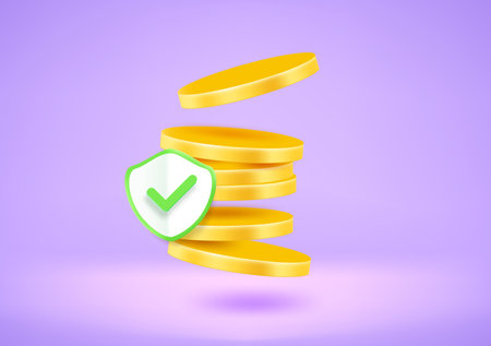 Money with shield. security concept. 3d vector illustrationのイラスト素材