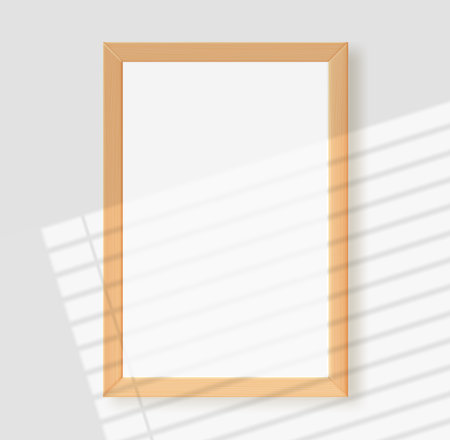 Photo frame mockup with sun flare effect. Light of the window with blindsのイラスト素材