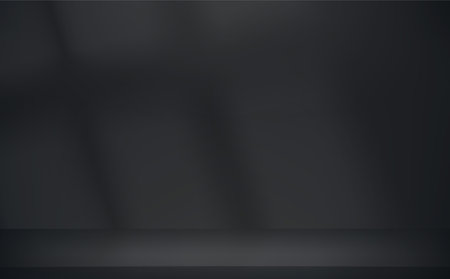 Black interior with light of a window. Vector 3d illustration with shadow overlay effectのイラスト素材