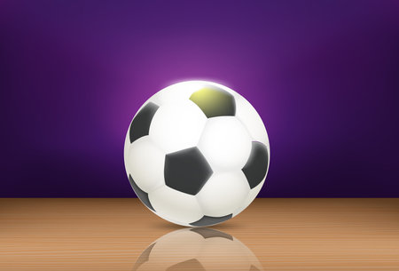 Soccer ball on a parquette. 3d vector illustrationのイラスト素材