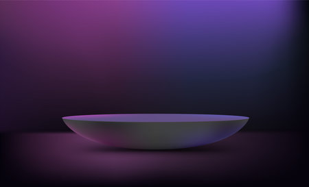 Dark room with podium. 3d vector showcase with copy spaceのイラスト素材