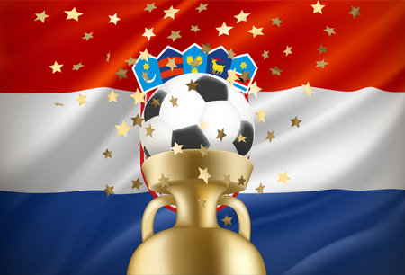 Winner of the game concept. soccer ball with golden prize. 3d vector illustrationのイラスト素材