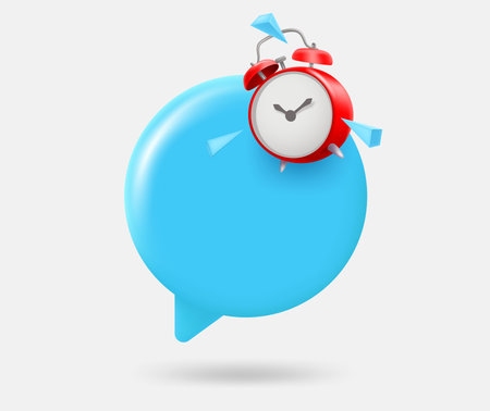 Speech cloud with alarm clock. 3d vector isolated illustrationのイラスト素材