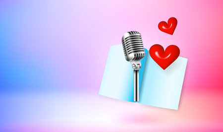 romantic song concept. Vector 3d banner with copy spaceのイラスト素材