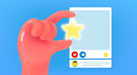 Making evaluation in social media post concept. 3d vector illustrationのイラスト素材