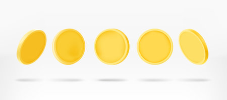 golden coins set. comic style. Vector 3d clipart isolated on white backgroundのイラスト素材