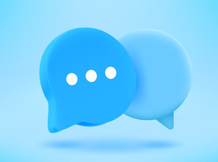 Blue speech clouds. conversion concept. 3d vector iconのイラスト素材