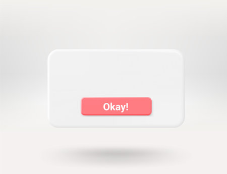 Pop up window with red button. 3d vector window with copy spaceのイラスト素材