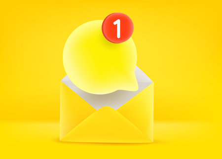 Paper envelope with new message. 3d vector illustrationの写真素材