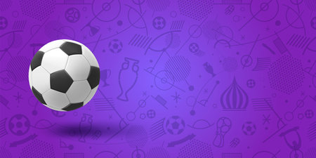 Soccer ball on violet background. 3d vector illustrationのイラスト素材