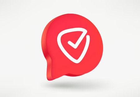 Speech cloud with white checkmark. 3d vector illustrationのイラスト素材