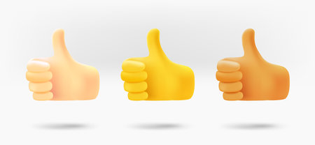 Different color human hands gesture icons collection. 3d vector isolated on white backgroundのイラスト素材