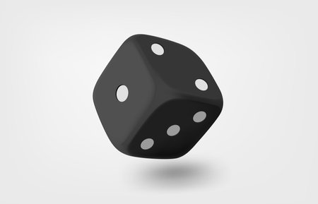 Black dice icon isolated on white background. Game concept. 3d vector illustrationのイラスト素材
