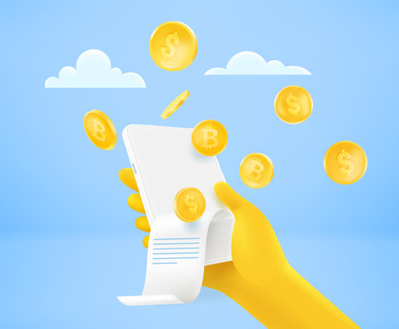 Investment via modern smartphone. 3d vector illustrationのイラスト素材
