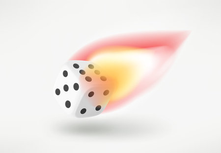 Flaming dice isolated on white background. 3d clipartのイラスト素材