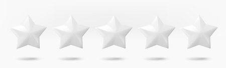 Five white stars rating concept. 3d vector isolated on white backgroundのイラスト素材