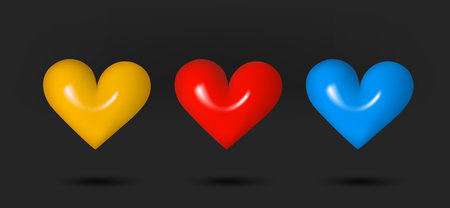 Color heart signs collection. 3d vector isolated on black backgroundのイラスト素材