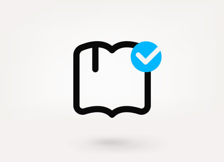 Book pictogram with approve check mark. linear vector linear iconのイラスト素材