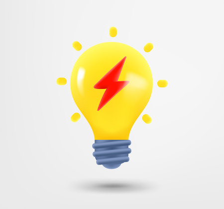 Glowing light bulb. 3d vector object isolated on white backgroundのイラスト素材