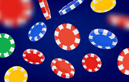 Casino game concept with color casino chips. 3d vector illustrationのイラスト素材