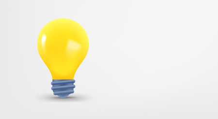 Glowing light bulb. 3d vector banner with copy spaceのイラスト素材