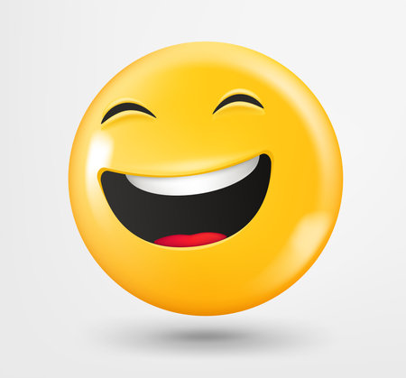 Smiling emoji 3d vector. Emoticon isolated on white backgroundのイラスト素材