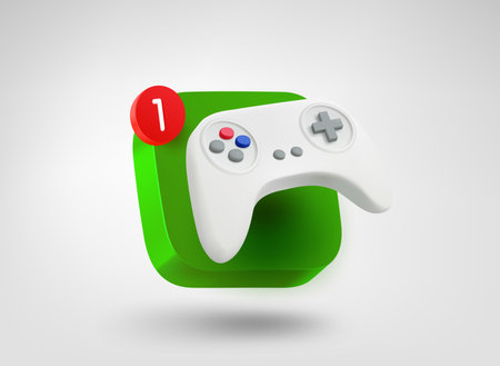 Video Game controller on app button. 3d vector mobile application iconのイラスト素材