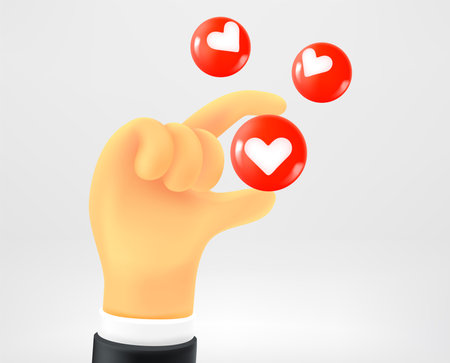 Man holding heart media icon. vector 3d illustrationのイラスト素材