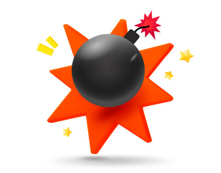 Bomb explosion effect. 3d vector mobile application iconのイラスト素材