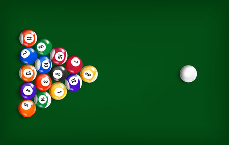 Billiard color ball arrangement. 3d vector illustration
