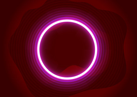 Circle frame with vivid neon effect. 3d vector illustrationの写真素材