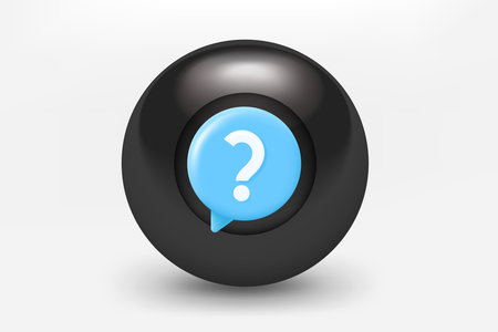 Black ball with question icon. 3d vector illustrationのイラスト素材