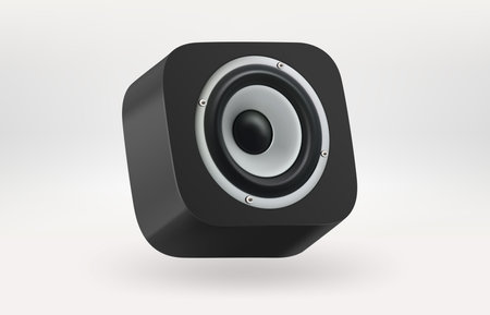 Black audio cabinet icon. 3d vector illustrationのイラスト素材