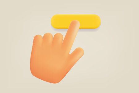 Comic hand pressing button. 3d vector illustrationのイラスト素材